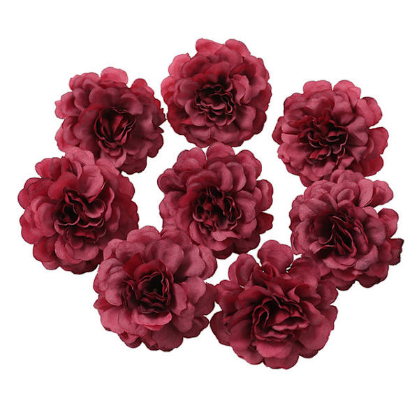 Kunstige Blomster 5CM Silke Rose Hoved Bryllup Sina Håndbuket Fest Hjem Have DIY Dekor Julegave Krans Scrapbooking Bean Paste Purple 10pcs