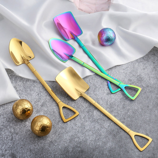 Flat sked i rostfritt stål, sorbetsked Pointed ladel-titanium