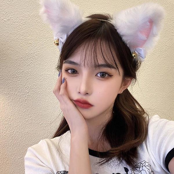 Sødt Smukt Kvinder Piger Katteøre Hårbøjle Halskæde Anime Fest Cosplay Kostume Klokke Plys Hovedbeklædning Hårbøjle Hårtilbehør collar style2
