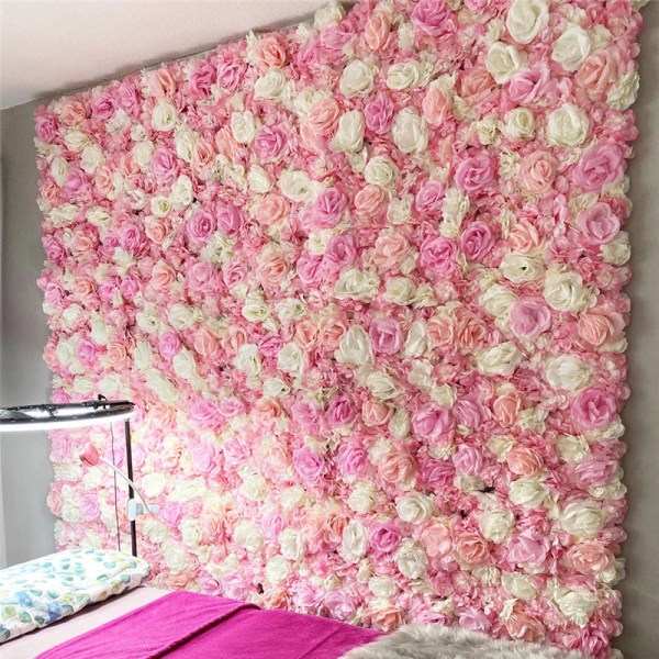 60x40cm Tekokukat DIY Häät Koristelu Kukka Seinäpaneelit Silkki Ruusu Kukka Vaaleanpunainen Romanttinen Häät Tausta Sisustus C