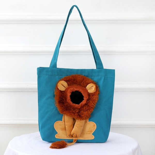 Mjuka husdjursbärare Lion Design Bärbar andningsväska Katt Hundbärväskor Utgående resor Husdjur Handväska med säkerhetsdragkedjor Green 40x35cm-in 4kg