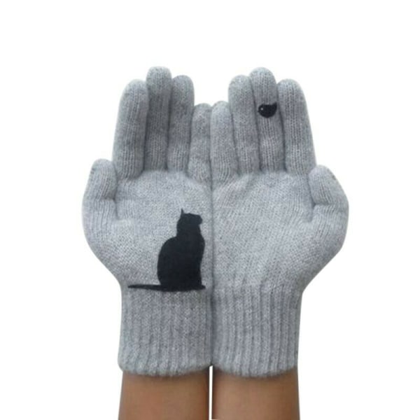 Vinterhandskar för män Kvinnor Tonåringar Söta katt- och fågeltryckta thermal printed handskar, vindtäta Vintervarma vantar Mjuk Colocasia 20cm