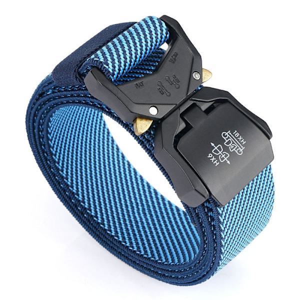 Taktiskt midjeband i nylon för män, elastiskt byxbälte, militär fläktverktygsbälte Twill-Blue 125cm