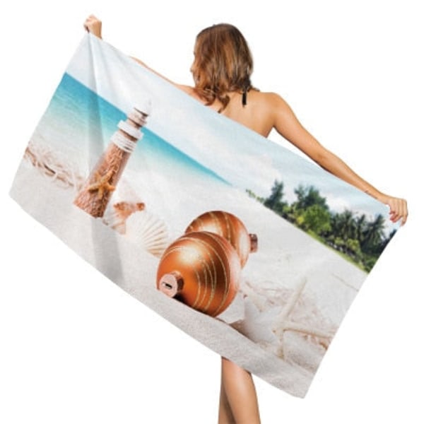 Ocean Series Kreativt Trykk Badehåndkle Utendørs Hurtigtørkende Svømming Surf Vannsport Håndkle Yoga Matte Strandstol Dekke Teppe 3 80x160m