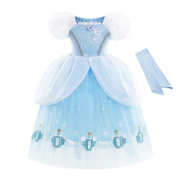 Fé Prinsessklänning Askungen Cosplay Utklädnad Födelsedagskostym Vestidios Baby Flickklänning Charm Set Fancy Dress Karneval 7-8T(140) 01