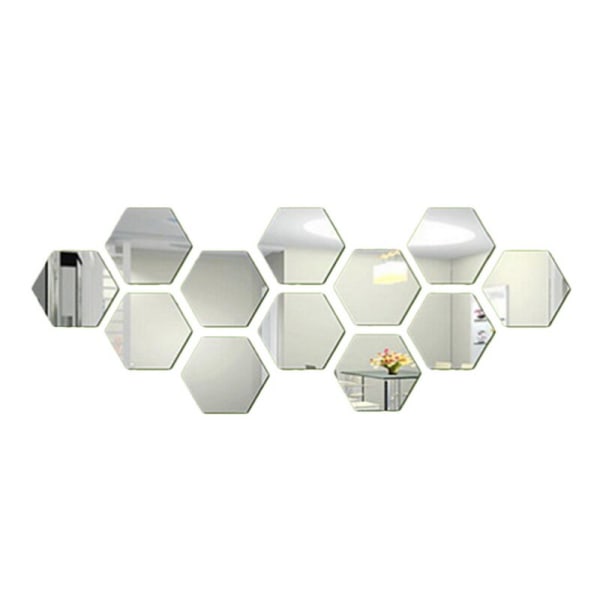 12 st/ set DIY 3D spegel väggdekal Hexagon heminredning Spegel dekor klistermärken Konst vägg sovrum dekoration självhäftande klistermärken Blue 80x70x40mm