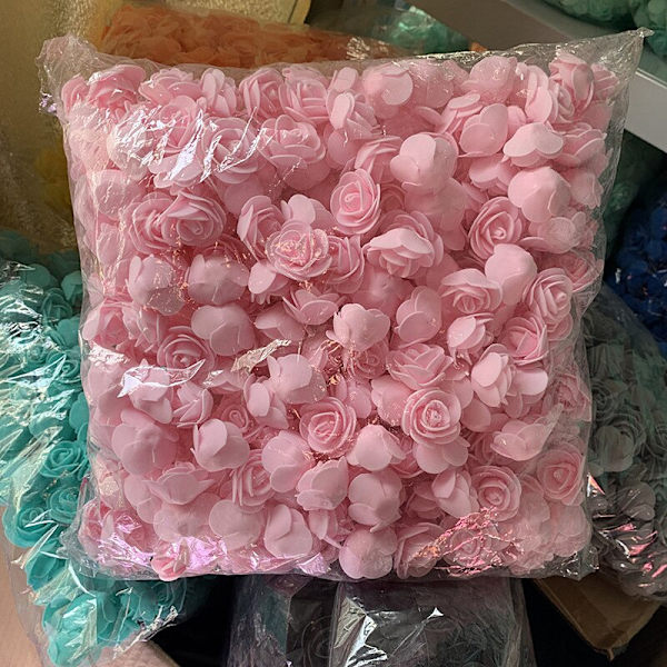 50/100/200/500 stk. 3 cm Skumroser til Bjørn Kunstige Blomster DIY Gaveæske Bryllup Dekorativ Jule Hjemmeindretning 20 Farver Light pink 50