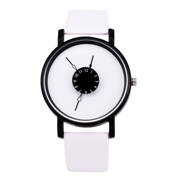 Inverted Pointer Watch Kvinnliga Student Par Neutral Quartz Watch Herr White