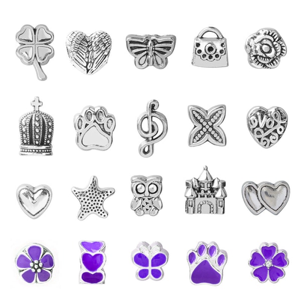 Lila Barnarmband Set Handgjort DIY Stora Hål Pärlarmband med Utsökta Kristallpärlor Purple Suit
