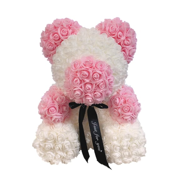 40 cm Rosebjørn Hjerte Kunstig Blomst Rose Teddybjørn Til Kvinder Valentinsdag Bryllup Fødselsdag Julegave Pink Panda 40CM