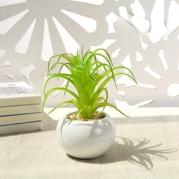 Kunstig sukkulent plante i potte (potte inkluderet) Kunstig blomst Bonsai boligdekoration Kunstig plante Dabao stone pattern flocking pink