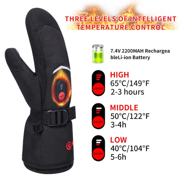 Saviour Heat Vintervantar Skiduppvärmda handskar Uppladdningsbart elektriskt batteri för män Kvinnor Håller värmen Uppvärmda utomhussporthandskar S66E XS