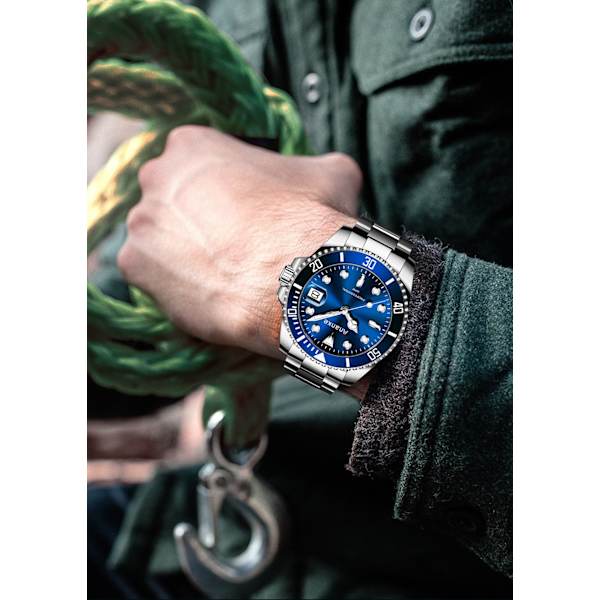 Miesten kello Labor Green Submariner -kello, valaiseva, vedenpitävä, ei-mekaaninen kvartsikello An1702