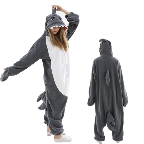Pyjamas Tegneserie Heldragt Pijama Kvinder Mænd Dragter Onesies Til Voksne Fleece Par Vaskebjørn shark onesie 4 S Fit 148cm-158cm