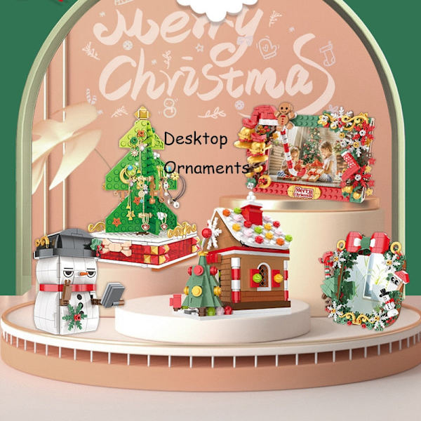MOC Kreativ Julkul Skrivbordspegel Klossar Jultomte Pepparkakshus Set Byggkloss Dekoration Leksaker Barn Pojkar Gåvor JK5108 As photo