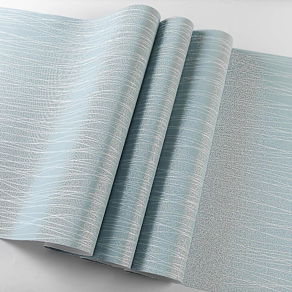 Moderne Enkel Ikke-vevd 3D Tapetrull Glitter Metallisk Stripe Tekstur Himmelsblå Flokk Stripe Tapet For Soverom Stue 3D Lys Grå 3D Light Gray