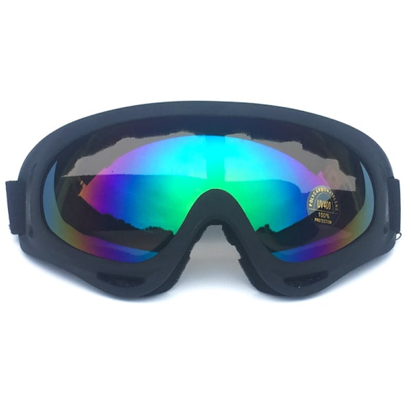 X400 Utomhus Sportglasögon Motorcykel Anti-Glasögon för Ridning Skidglasögon Black frame colorful film 17cm