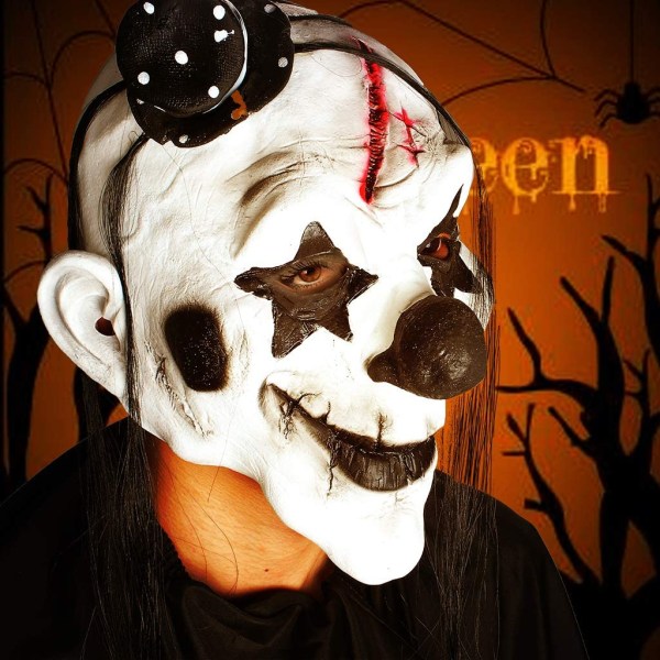Halloween Clown Mask Realistisk Latex med dubbelt ansikte Skräckspöke Skrämmande roliga masker Rekvisita för Cosplay Maskerad Festdekoration masks Demon clown
