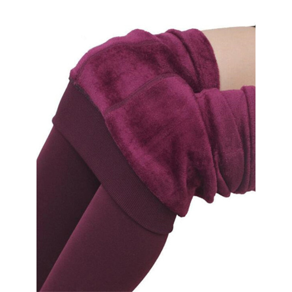 Talvileggingsit Neulos Sametti Rento Leggings Uudet Korkea Joustava Paksuuntuvat Naisten Lämpimät Mustat Housut Pillifarkut Naisille Leggingsit Wine Red L