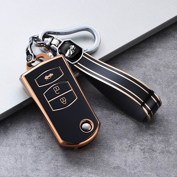 2 3 Knapper Blød TPU Flip Bil Nøgle Etui Cover Til Mazda 3 2 6 2003 2004 2005 2006 2007 2008 2009 2010 2011 2012 2013 Bilholder B black keychain