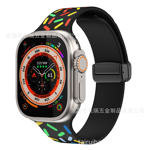 Klockarmband för Apple Watch iWatch 38/40/41mm Svart Sport Regnbåge Svart Spänne