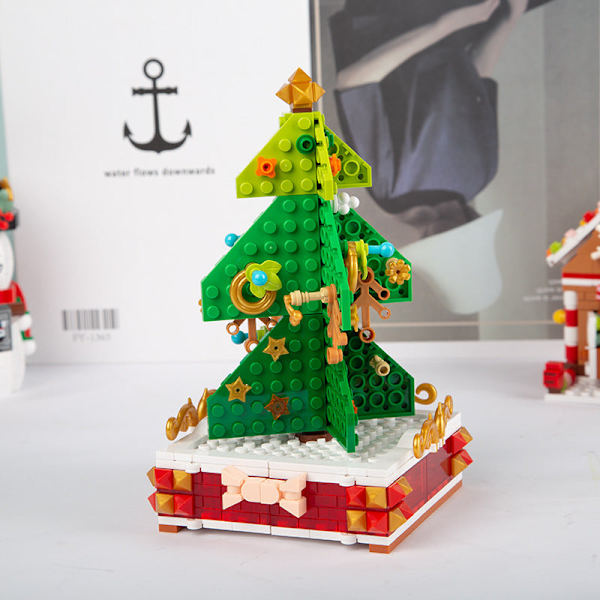Julklapp Kreativa Juldekorationer Byggklossar Julgran Speldosa Musiklåda Ornament Fantasy Ocean-Music Box