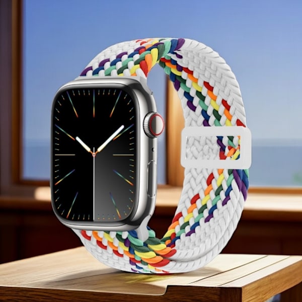 Klockarmband för Apple Watch iWatch 42/44/45MM Plast inre magnet typ Vit Regnbåge