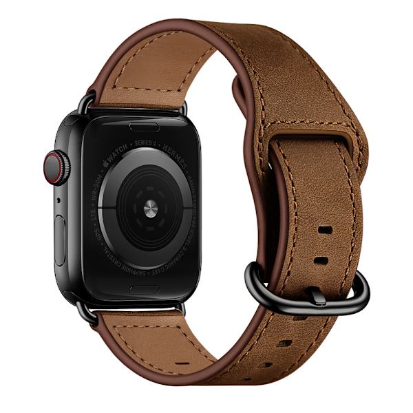 Urrem til Apple Watch iWatch 42/44/45/46/49mm Mørkebrun Crazy Horse Sort Spænde