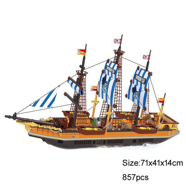 Byggkloss Stort piratskepp Båt Black Pearl Silent Maria Äventyr Karibiska havet Pedagogiska tegelstenar Toy Boy Present ASN27806
