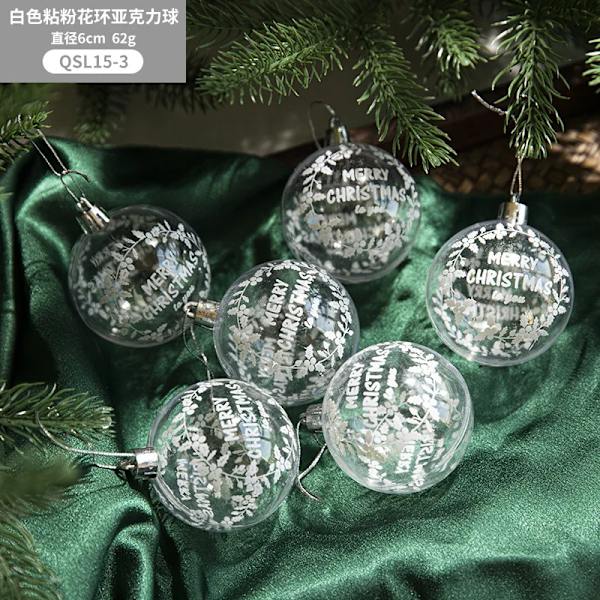 6 st 6 cm Juldekoration Transparenta Snöbollar Hängen God Jul Julgran Klara Julgranskulor Hängande Ornament Xmas Navidad C 6cm