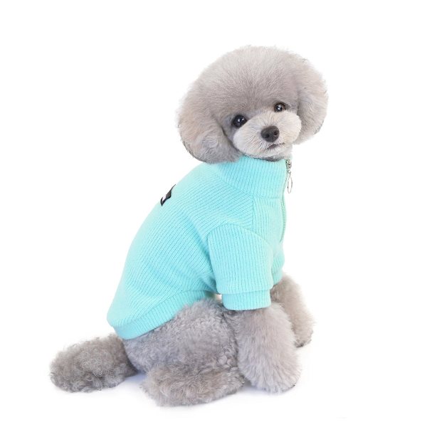 Lämmin vetoketjullinen villainen talvikissa lemmikkivaate Deep blue XL