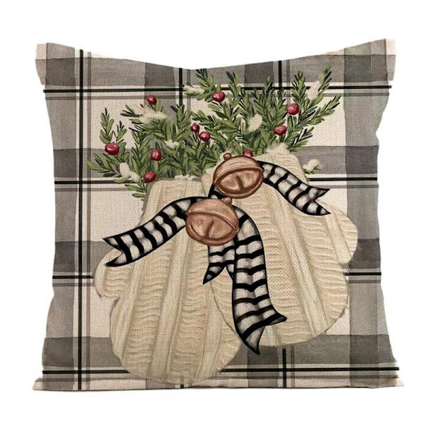 Merry Christmas Kuddfodral 45x45cm Prydnadskudde Vinter Juldekorationer för Hem Träd Hjort Soffa Kuddfodral 10