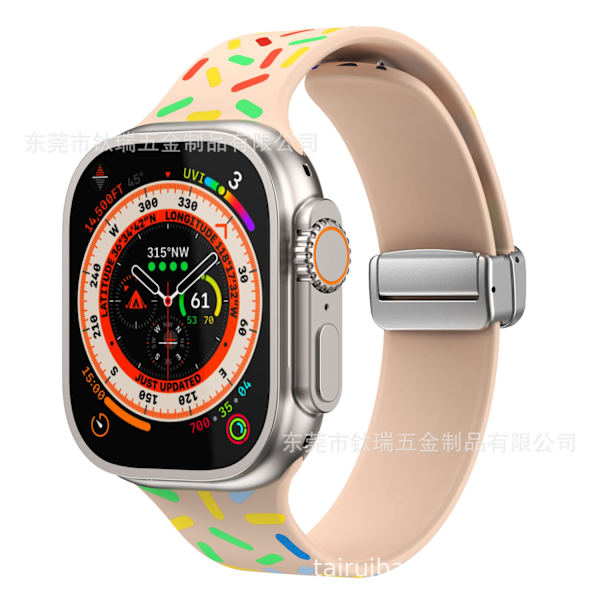 Klockarmband för Apple Watch iWatch 38/40/41mm Rosa Sand Sport Regnbåge Silverspänne