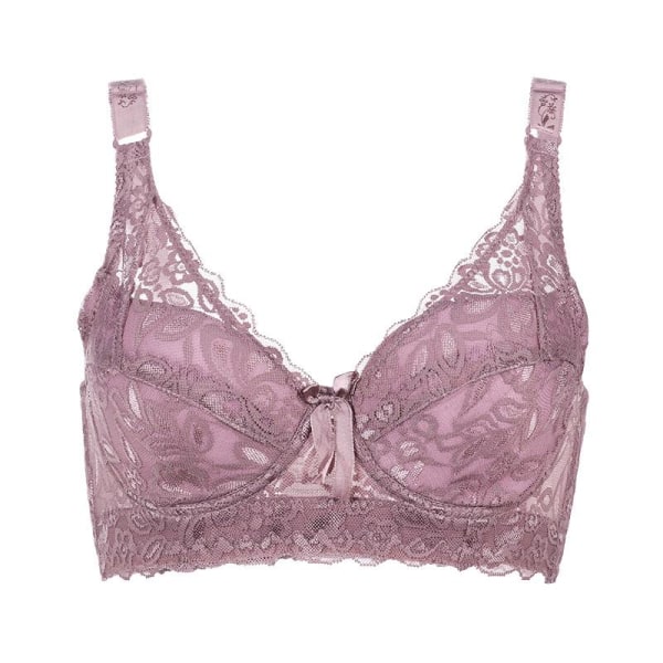 Dame Broderi BH Anti-hæng Samlet BH Bøjle Åndbar Justerbar BH Push-up BH'er Plus Størrelse 80B-105D Light coffee 46/105