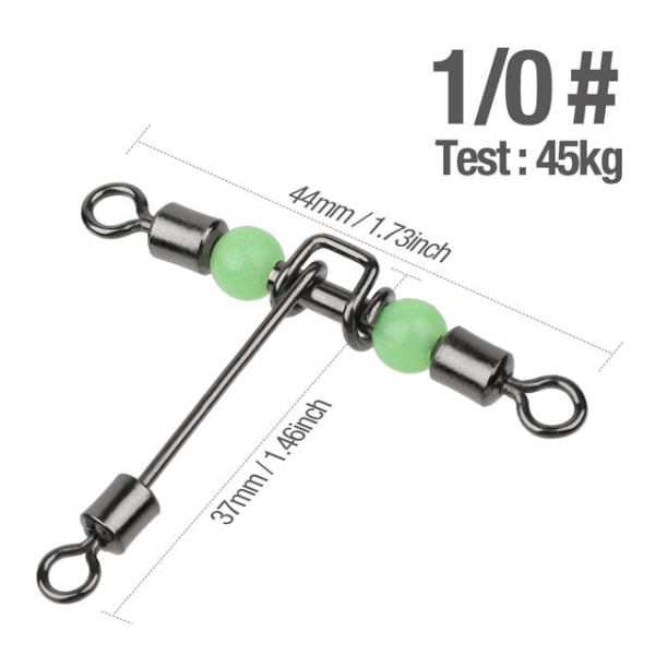 Fishhook 20 stk. Fiskesvirvel Konnektor Leje Rullende 3 Vejs T Form Fiskekrog Lokke Line Konnektor Fiskegrej Lysende Perler Size 8 20 pcs