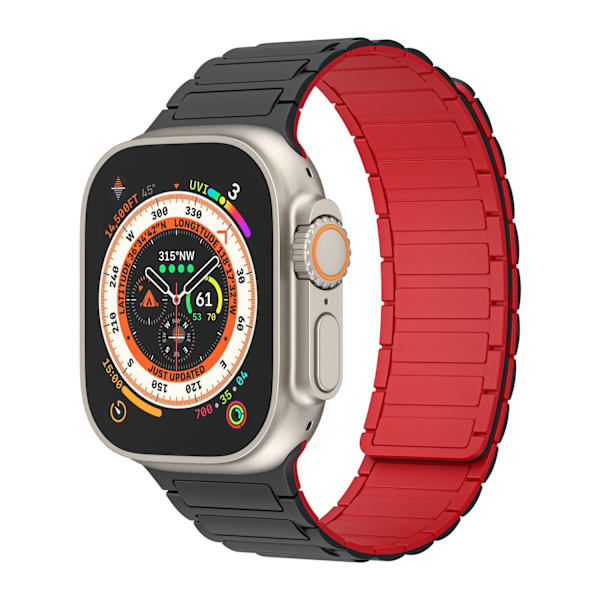 Kellon ranneke Apple Watch iWatch 42/44/45/49mm ~10. sukupolvi, yleismalli, musta ja punainen