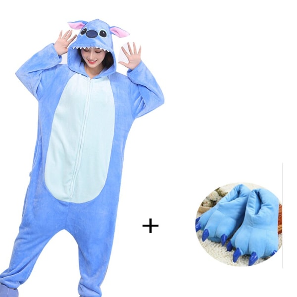 Pyjamas för män (XXL 180-200 CM) Kigurumi Onesie För Vuxna Dam Tofflor Dragkedja Djurpyjamas Endelad Pijamas Cosplay Dräktpresent onesie with slippers XL