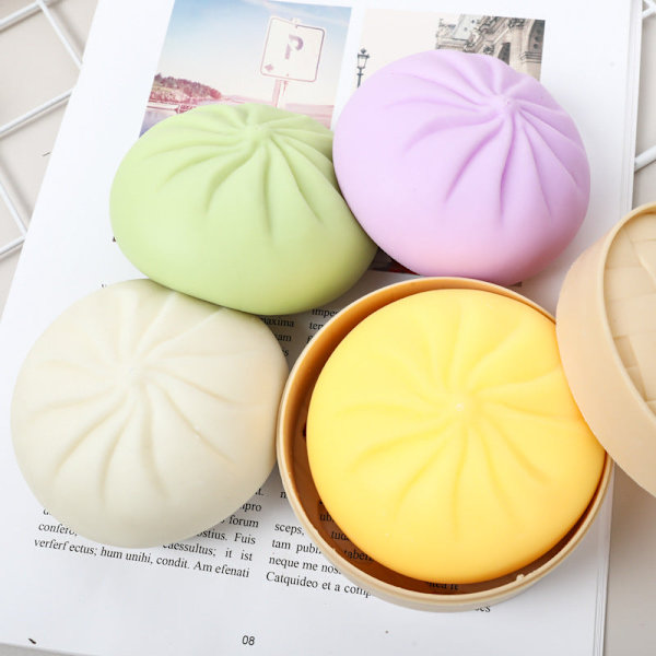 Simulering Stor Ångkokt Fylld Bulle Klämleksak Långsam Återhämtning Vuxen Tryckavlastningsleksak Steamer green steamed stuffed bun