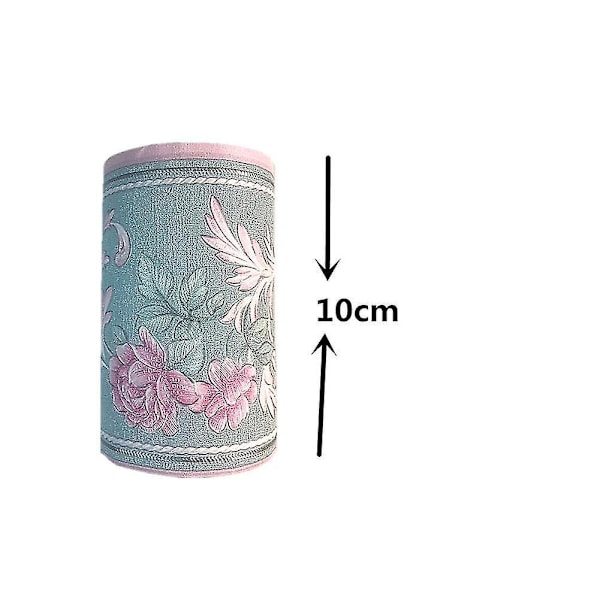Självhäftande PVC Vintage 3D Vattentät Väggbård (rosröd)