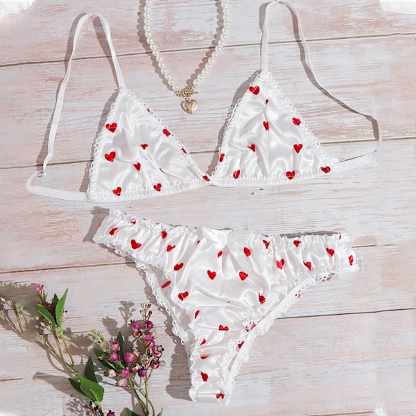 Undertøy Mote Damer Sexy Kiss-Skinned Ding Sexy Undertøy Kjærlighet Blomst Pyjamas Sett Like the picture S