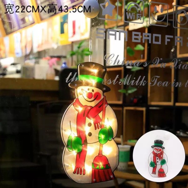 LED Julelyskaster Snømann Form Vindu Vindusklistremerker Hengende Lampe Julelyskaster Juledekorasjonslys Snowman [large]]