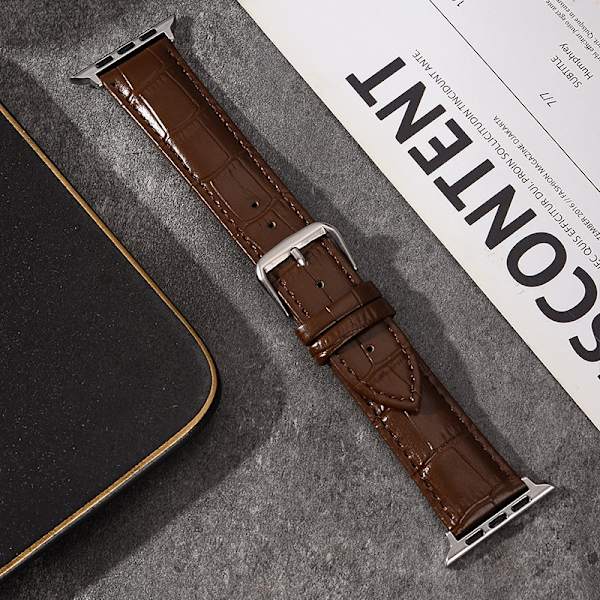 Klockarmband för Apple Watch iWatch S10 46mm Dedikerad mörkbrun Bambu snabbkoppling