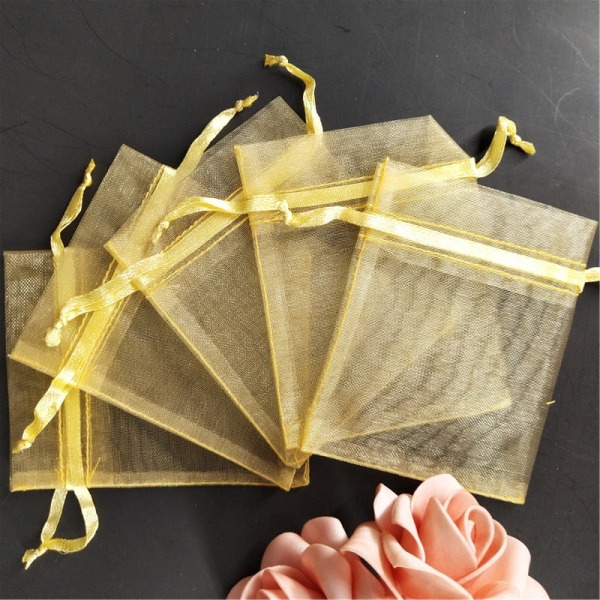 25/50 stk/lot Hvite Organza-poser med snøring &amp; Små poser Smykkepakkevesker Julebryllup Emballasje Gaveposer 5z lake blue 10x15 cm