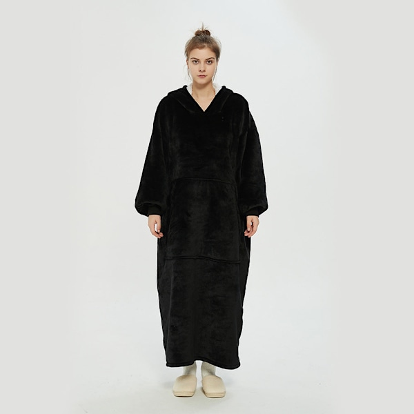 Hætte Lazy Blanket Pullover Dobbeltlags Blanket Sweater til Kvinder Kuldebeskyttelse i Efterår og Vinter Termisk Pyjamas Leopard print-Long