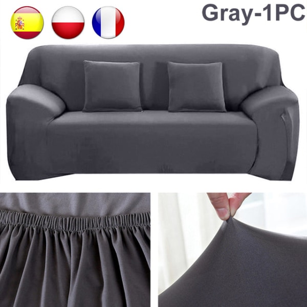 Elastiskt sofföverdrag för vardagsrum Enfärgat sofföverdrag Stretch Sofföverdrag Hörn 1/2/3/4 Sits L-formad Soffa Behöver Köpa 2st Wine Red--1PC 4 seat 235-300cm