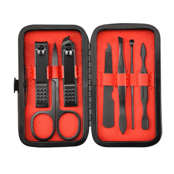 Musta manikyyrisetti, 7-osainen setti, kynsisakset, kynsileikkurisetti, manikyyri, manikyyriväline Black Square tail 7-piece set