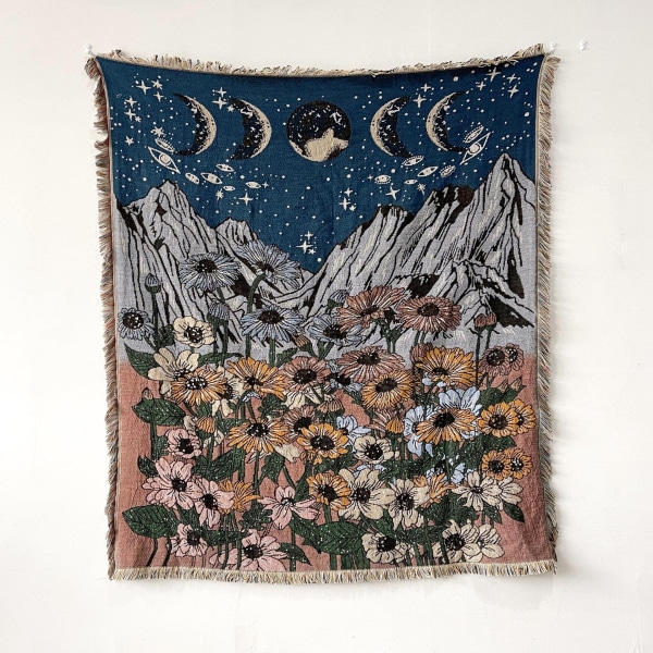 Vintage-sohvapeitto, boheemi tuolinpäällinen, pyyhe, pehmeä puuvillainen seinävaate, pöytäliina, perhekoriste, bohotyyli, festivaalilahja E 5 130x150cm