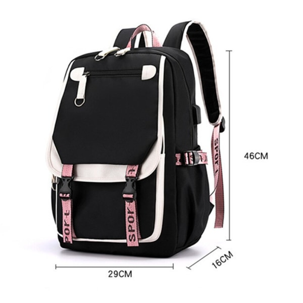 Skolväska barn skolryggsäck för flickor koreansk stil svart rosa söt ryggsäck kawaii ryggsäckar för tonårsflickor present Pink Schoolbag