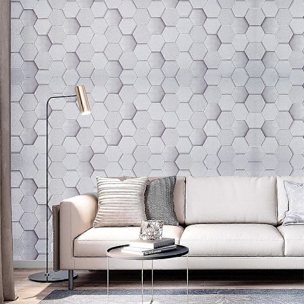 3D Modern Hexagonal PVC Självhäftande Tapet Heminredning, 10m