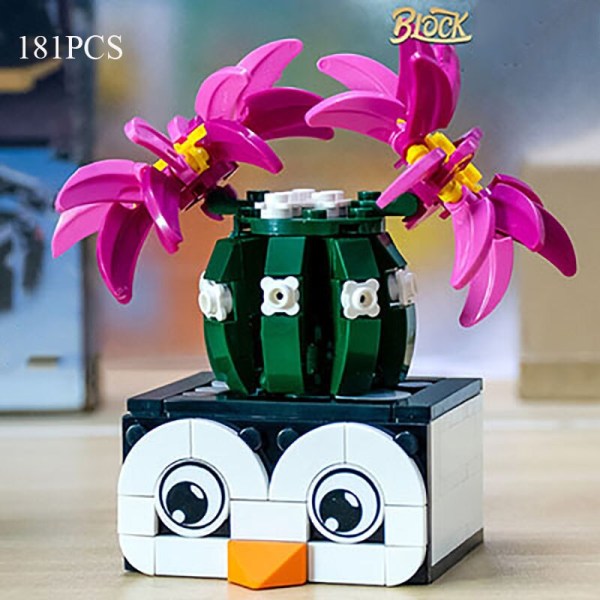 Bukett DIY Byggklossar Romantisk Ros Blomma Bonsai Kaktus Blomma Växt 3D Modell Tegelstenar Barn Pedagogisk Leksak Flickpresent 8302 No Box